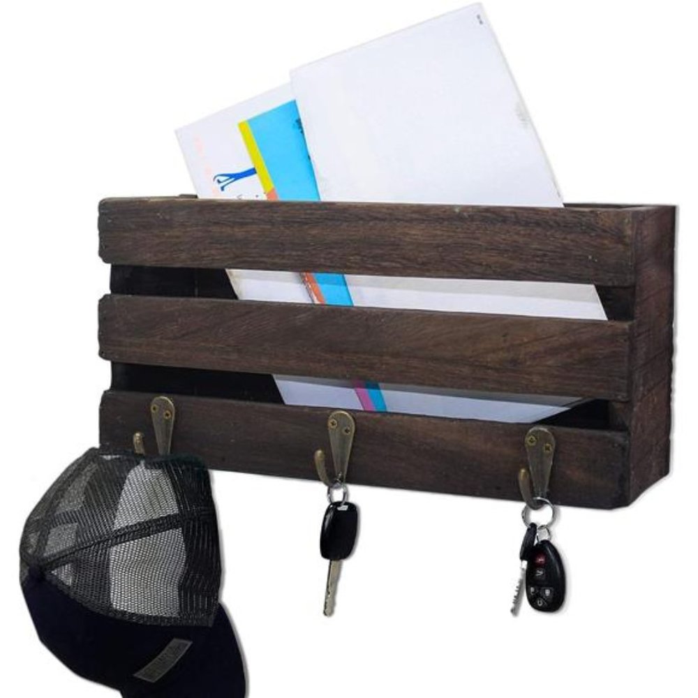 Rustic Mail Holder Wall Mount ~ Key and Mail Organizer for Wall Decorative